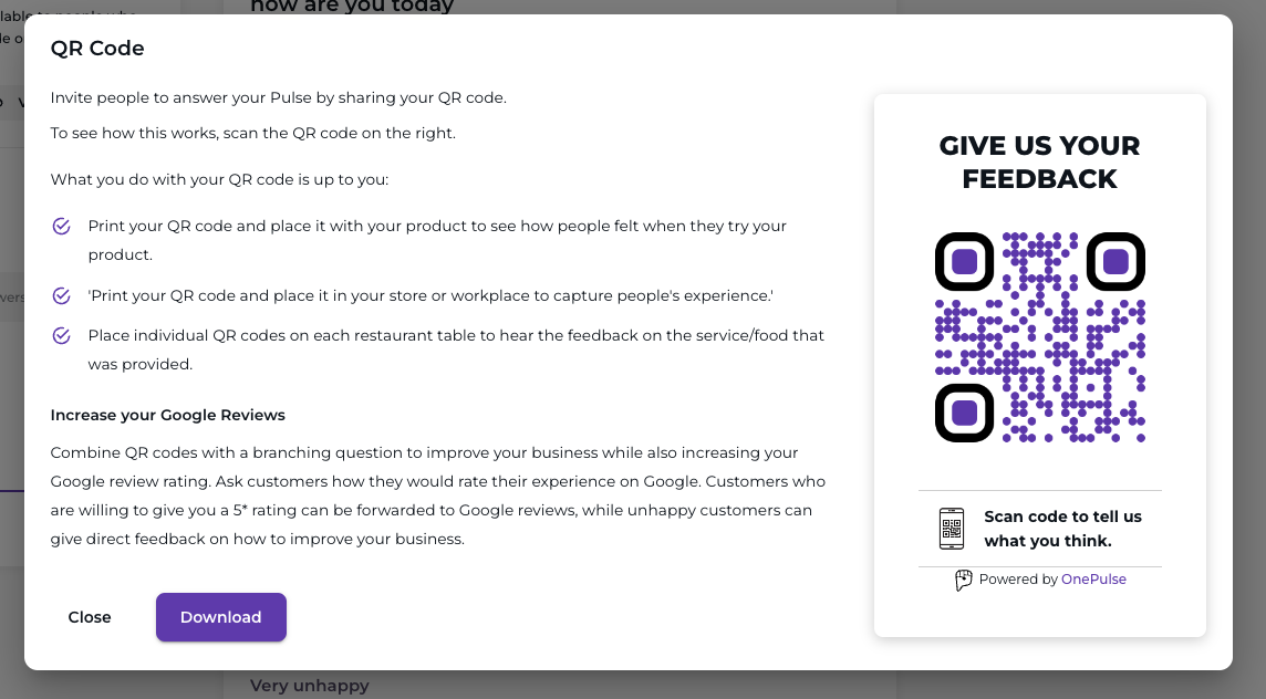 How do I send a Pulse to people using a QR code or link?